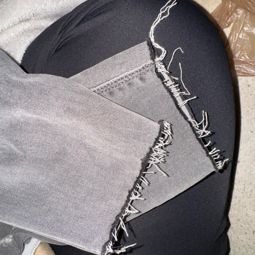 SPANX Light Grey Raw Hem Distressed Skinny Pant - Picture 6 of 7